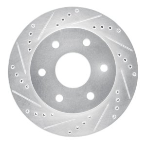 Toyota Hilux Brake Rotor (1) - Front Left - R1 Concepts - Drilled & Slotted - Silver - `09-`15